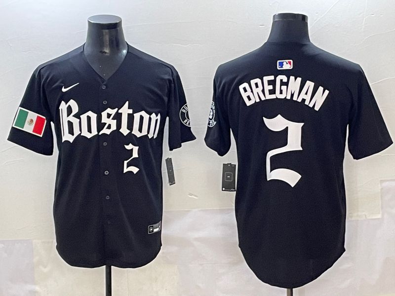 Men 2025 Boston Red Sox #2 Bregman Black Five generations Joint Name Nike MLB Jersey style 12->boston red sox->MLB Jersey